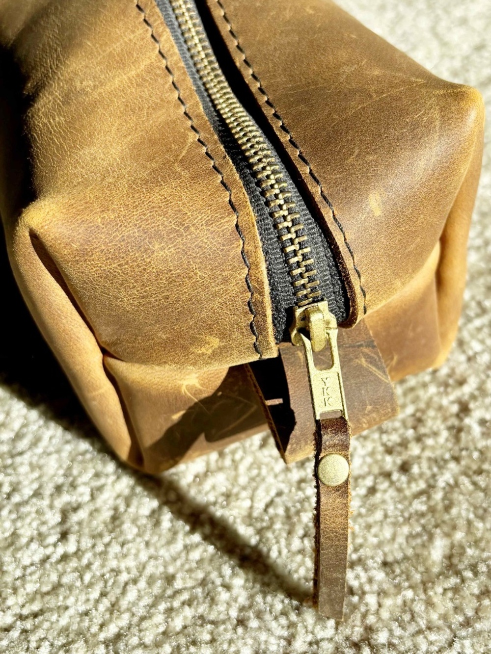 Portland Leather Goods Brown Dopp Kit Hard to Find 100% Leather Hand Made in USA